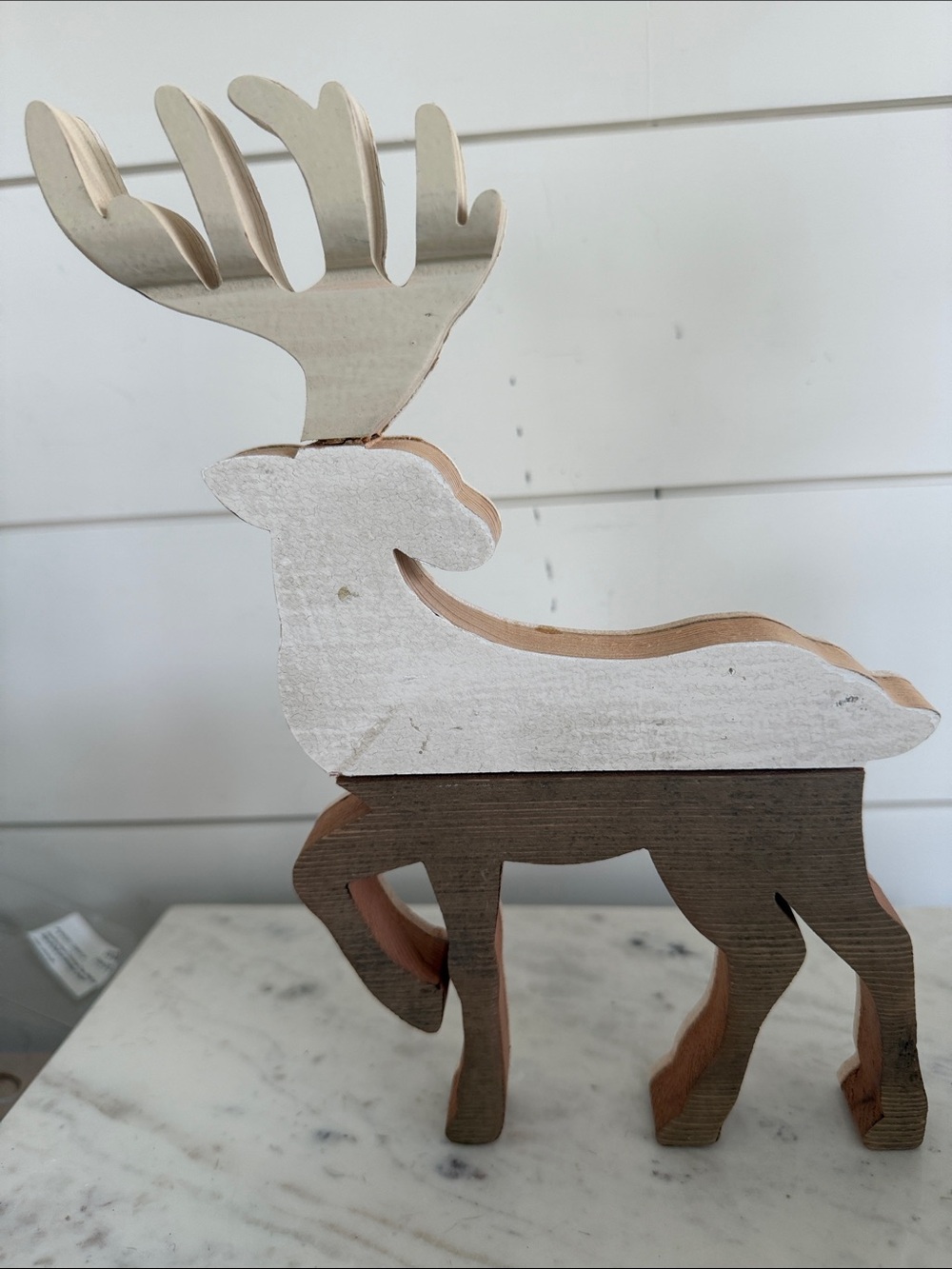 Handmade Wood Carved Deer Christmas
